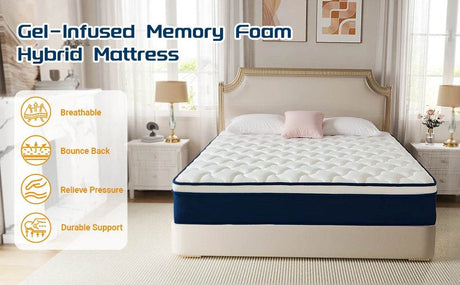 Medium Gel Memory Foam Hybrid Mattress With Pocket Springs - Serenova - Sleep Galleria