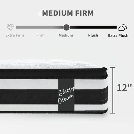 Medium Hybrid 12 - Inch Breathable Memory Foam Mattress - Serenova - Sleep Galleria