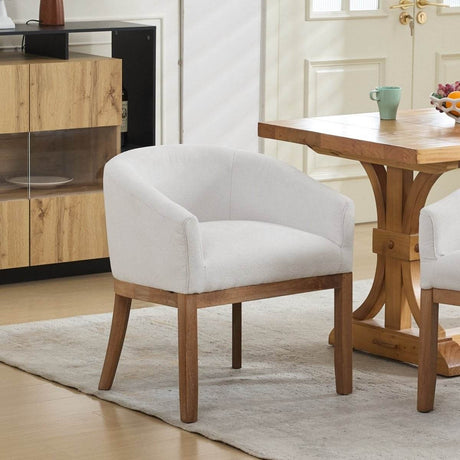 Mid Century Modern Upholstered Linen Barrel Dining Chair - Sleep Galleria