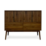 Mid-Century Modern Walnut MDF Double Dresser - Sleep Galleria