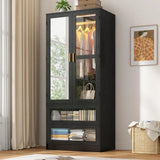 Modern 2 - Door Armoire Wardrobe Closet With LED Light - Serenova - Sleep Galleria