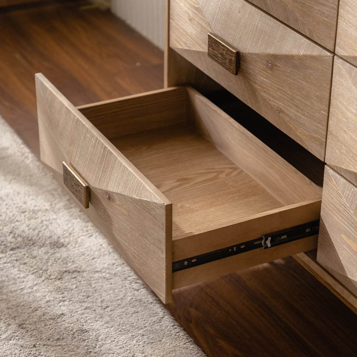 Modern 6-Drawer Solid Wood Dresser With Metal Rails - Sleep Galleria
