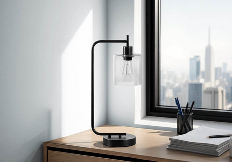 Modern Black Metal Table Lamp With USB Port - Sleep Galleria