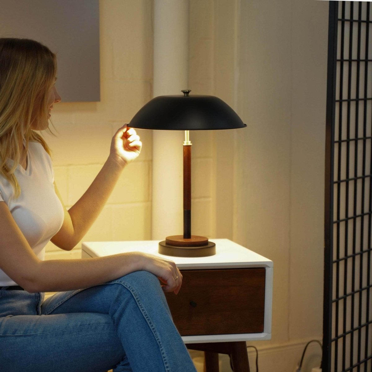 Modern Black Umbrella - Shaped Metal Table Lamp - Serenova - Sleep Galleria