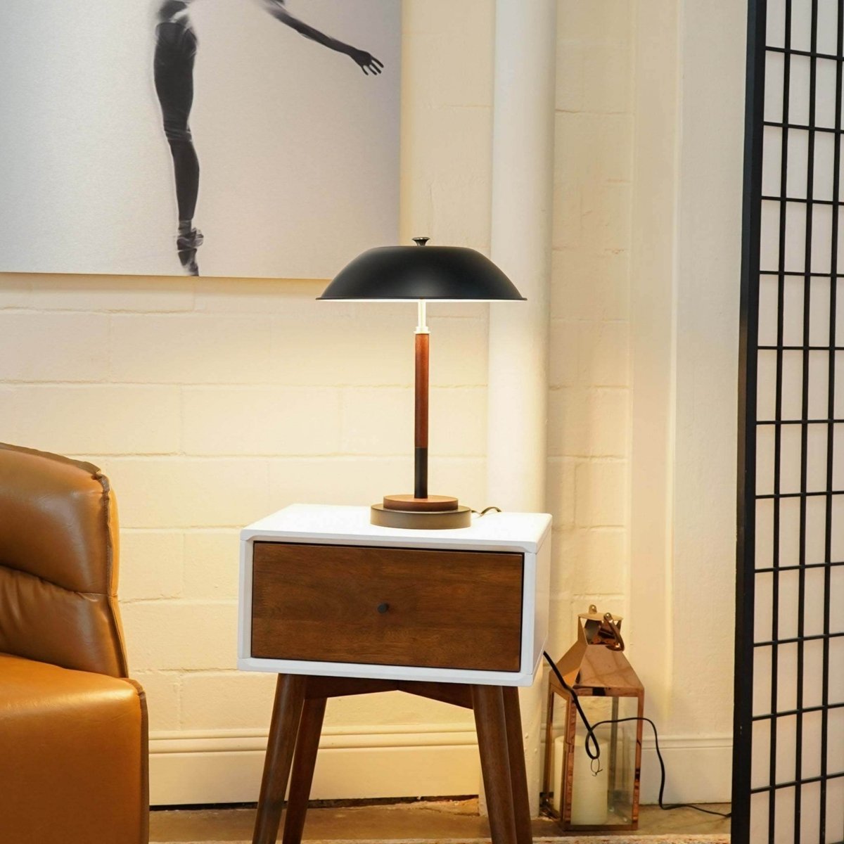 Modern Black Umbrella - Shaped Metal Table Lamp - Serenova - Sleep Galleria