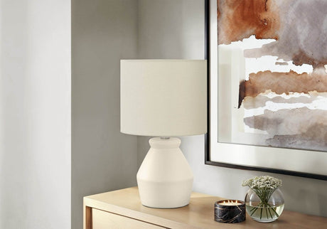 Modern Cream Ceramic Table Lamp With Ivory Shade - Sleep Galleria
