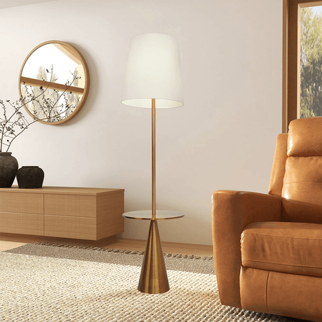 Modern Floor Lamp With Brass Accent Table - Sleep Galleria