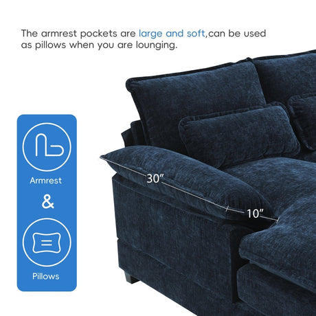 Modern Modular U - Shaped Chenille Sofa With Chaise And Pillows - Serenova - Sleep Galleria