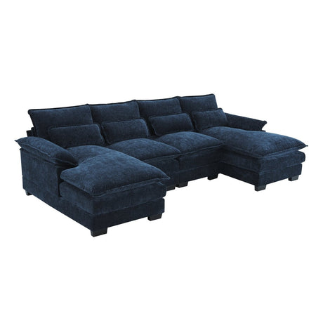 Modern Modular U - Shaped Chenille Sofa With Chaise And Pillows - Serenova - Sleep Galleria