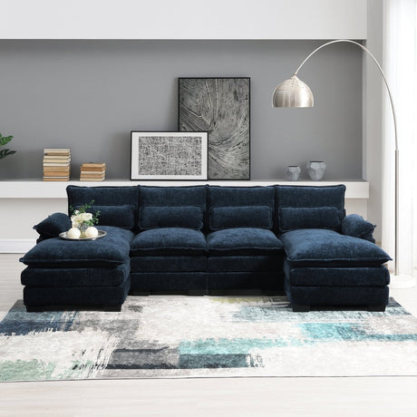 Modern Modular U - Shaped Chenille Sofa With Chaise And Pillows - Serenova - Sleep Galleria