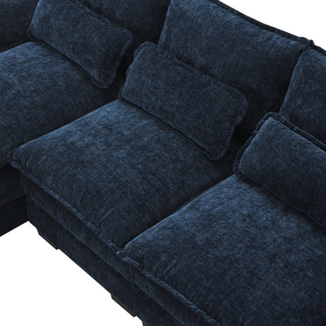 Modern Modular U - Shaped Chenille Sofa With Chaise And Pillows - Serenova - Sleep Galleria