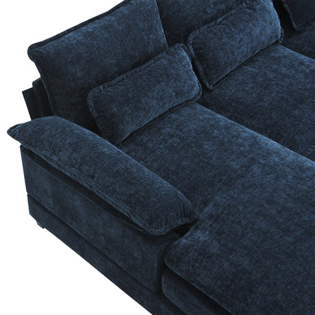 Modern Modular U - Shaped Chenille Sofa With Chaise And Pillows - Serenova - Sleep Galleria