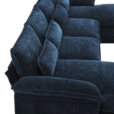 Modern Modular U - Shaped Chenille Sofa With Chaise And Pillows - Serenova - Sleep Galleria