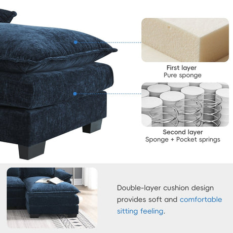 Modern Modular U - Shaped Chenille Sofa With Chaise And Pillows - Serenova - Sleep Galleria