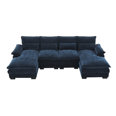 Modern Modular U - Shaped Chenille Sofa With Chaise And Pillows - Serenova - Sleep Galleria