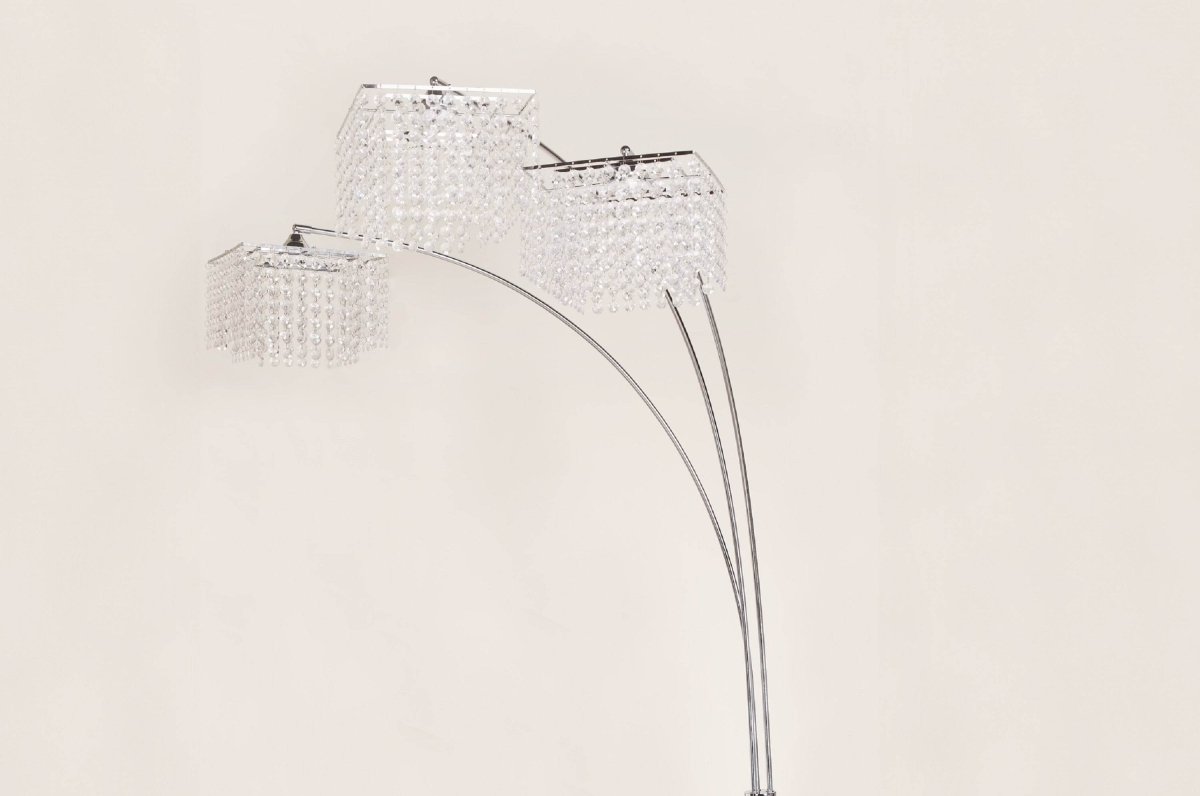 Modern Multi - Head Crystal Accents Arc Floor Lamp - Serenova - Sleep Galleria