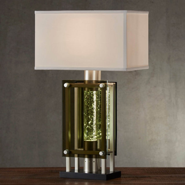 Modern Silver Finish Metal Table Lamp With Mood Light - Serenova - Sleep Galleria