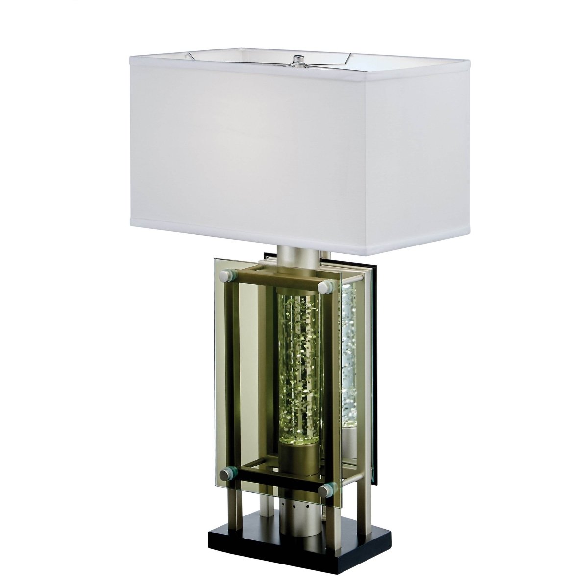 Modern Silver Finish Metal Table Lamp With Mood Light - Serenova - Sleep Galleria