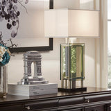 Modern Silver Finish Metal Table Lamp With Mood Light - Serenova - Sleep Galleria