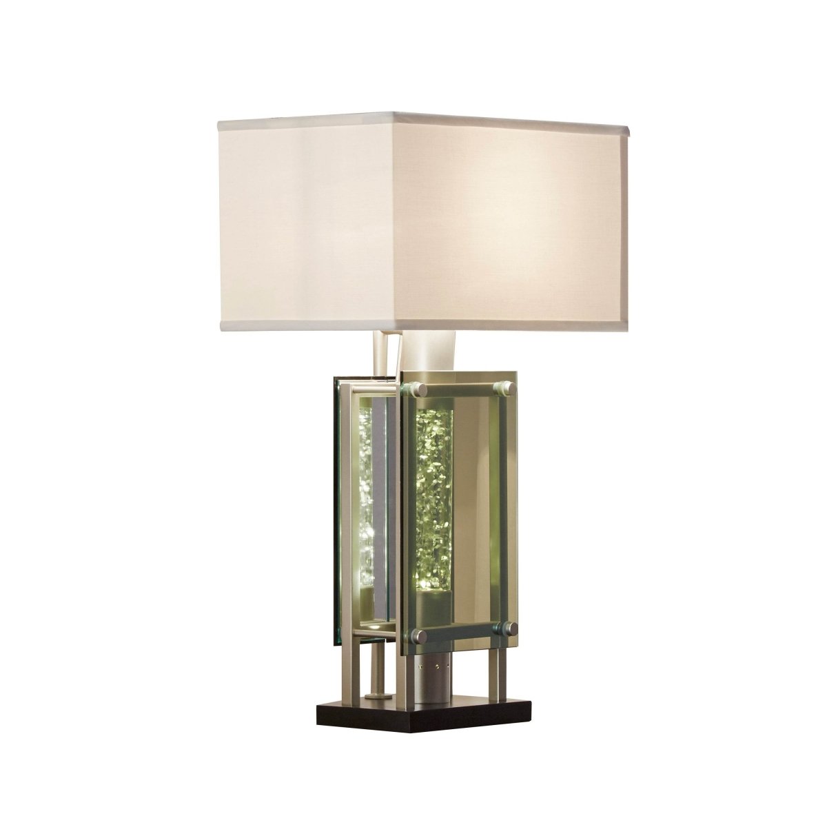 Modern Silver Finish Metal Table Lamp With Mood Light - Serenova - Sleep Galleria