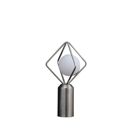 Modern Silver Metal Table Lamp With Glass Orb Shade - Sleep Galleria