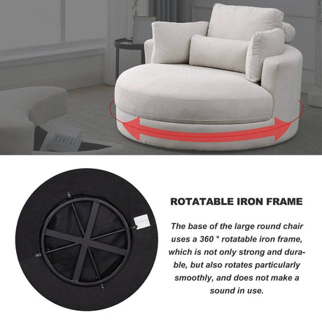 Modern Swivel Fabric Accent Chair With Storage Ottoman - Sleep Galleria