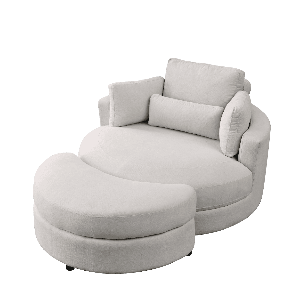 Modern Swivel Fabric Accent Chair With Storage Ottoman - Sleep Galleria