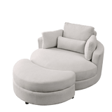 Modern Swivel Fabric Accent Chair With Storage Ottoman - Sleep Galleria