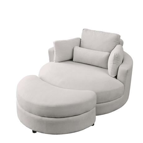 Modern Swivel Fabric Accent Chair With Storage Ottoman - Sleep Galleria