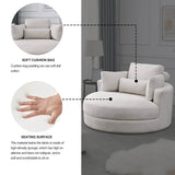 Modern Swivel Fabric Accent Chair With Storage Ottoman - Sleep Galleria