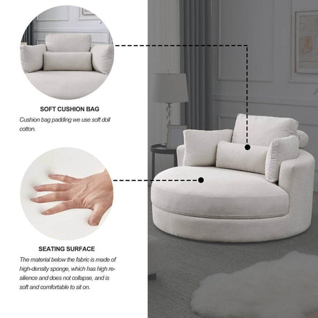 Modern Swivel Fabric Accent Chair With Storage Ottoman - Sleep Galleria