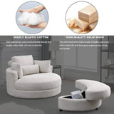 Modern Swivel Fabric Accent Chair With Storage Ottoman - Sleep Galleria