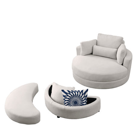 Modern Swivel Fabric Accent Chair With Storage Ottoman - Sleep Galleria