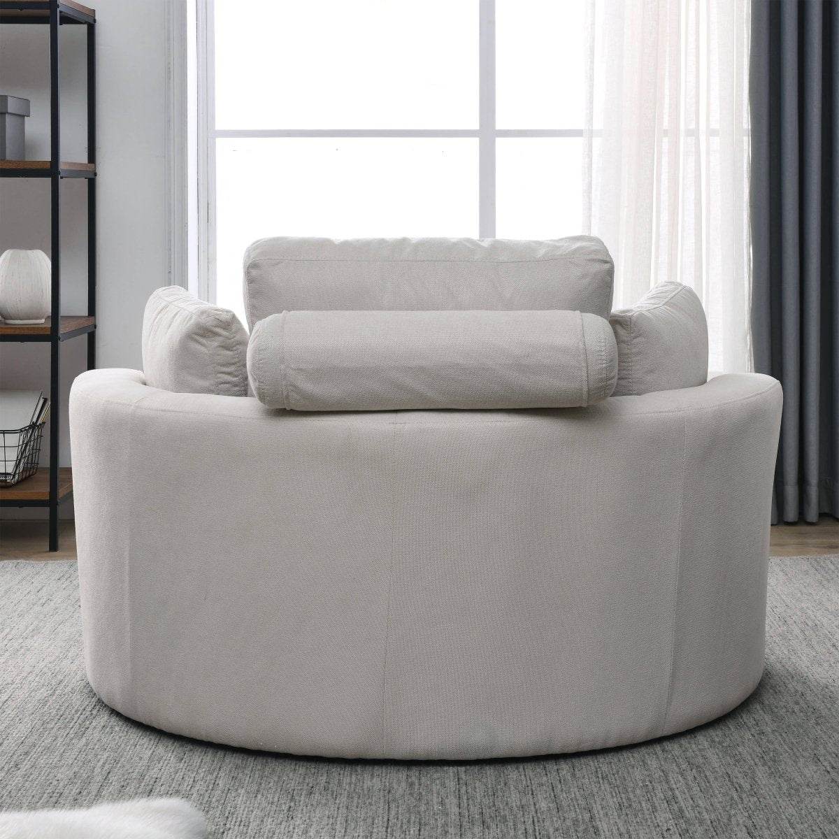 Modern Swivel Fabric Accent Chair With Storage Ottoman - Sleep Galleria