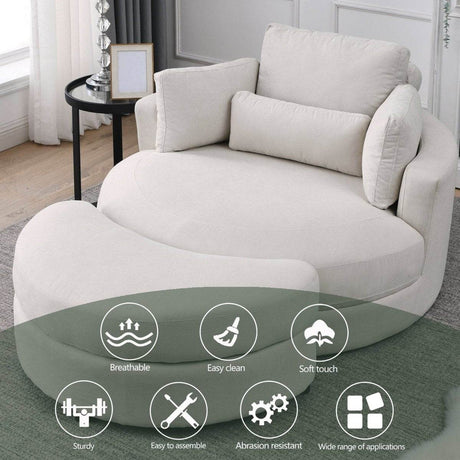 Modern Swivel Fabric Accent Chair With Storage Ottoman - Sleep Galleria