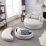Modern Swivel Fabric Accent Chair With Storage Ottoman - Sleep Galleria