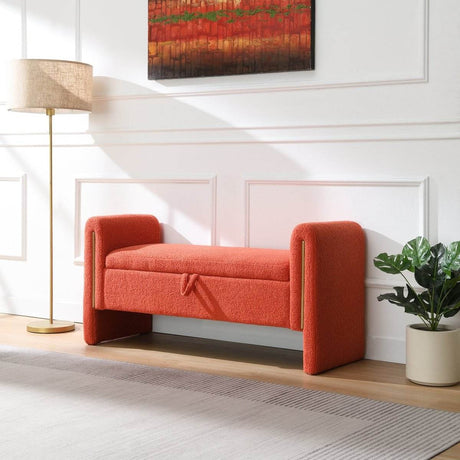 Modern Teddy Fabric Upholstered Storage Bench Seat - Sleep Galleria