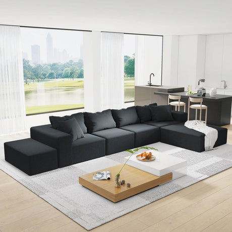 Modular Chenille Upholstered 6 - Seat Sectional Sofa Set - Serenova - Sleep Galleria