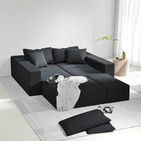 Modular Chenille Upholstered 6 - Seat Sectional Sofa Set - Serenova - Sleep Galleria