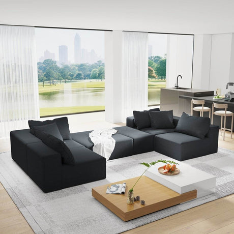 Modular Chenille Upholstered 6 - Seat Sectional Sofa Set - Serenova - Sleep Galleria
