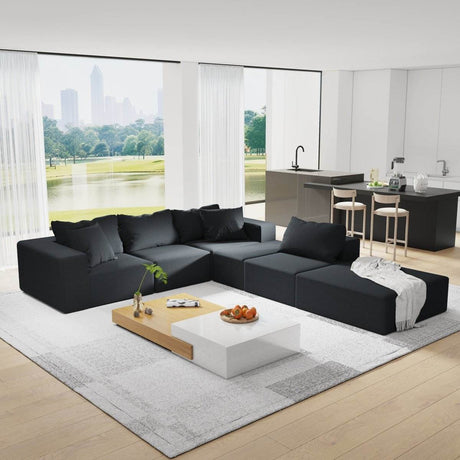Modular Chenille Upholstered 6 - Seat Sectional Sofa Set - Serenova - Sleep Galleria