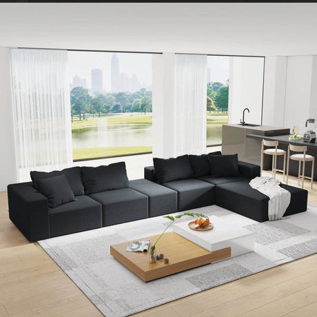 Modular Chenille Upholstered 6 - Seat Sectional Sofa Set - Serenova - Sleep Galleria