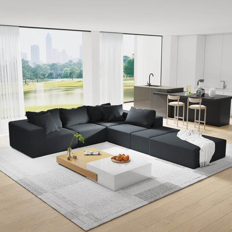 Modular Chenille Upholstered 6 - Seat Sectional Sofa Set - Serenova - Sleep Galleria