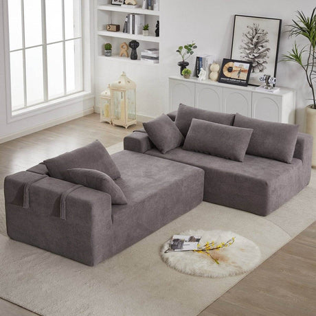 Modular Chenille Upholstered Convertible Sectional Sofa Set - Serenova - Sleep Galleria