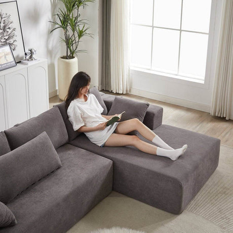 Modular Chenille Upholstered Convertible Sectional Sofa Set - Serenova - Sleep Galleria