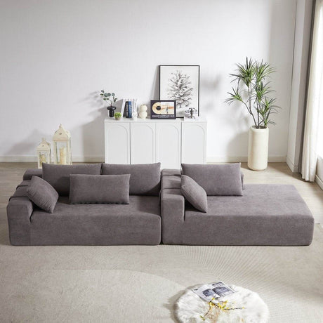 Modular Chenille Upholstered Convertible Sectional Sofa Set - Serenova - Sleep Galleria