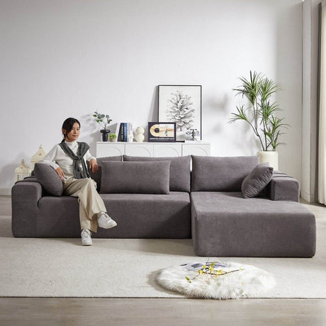 Modular Chenille Upholstered Convertible Sectional Sofa Set - Serenova - Sleep Galleria