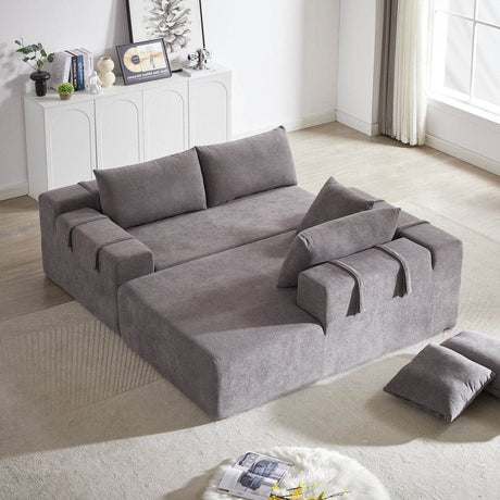 Modular Chenille Upholstered Convertible Sectional Sofa Set - Serenova - Sleep Galleria
