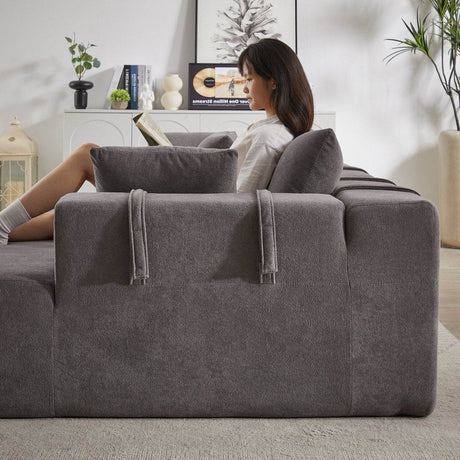 Modular Chenille Upholstered Convertible Sectional Sofa Set - Serenova - Sleep Galleria
