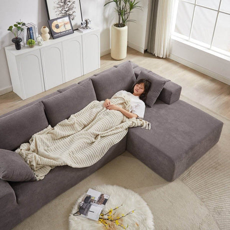 Modular Chenille Upholstered Convertible Sectional Sofa Set - Serenova - Sleep Galleria